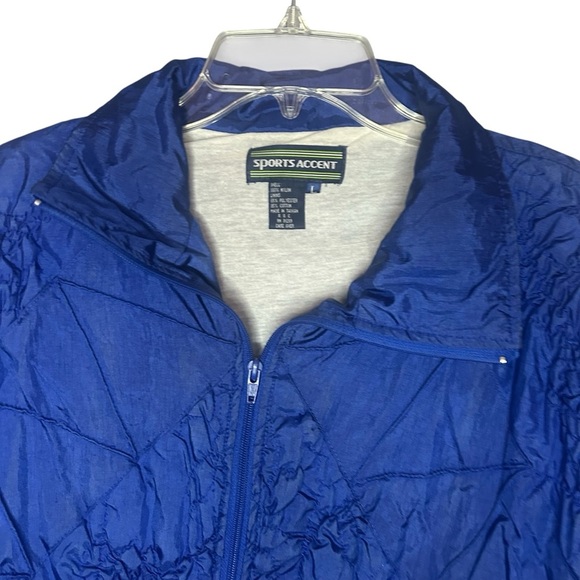 Vintage Blue Crinkle Zip Jacket Sports Accent Size Large - Picture 11 of 12